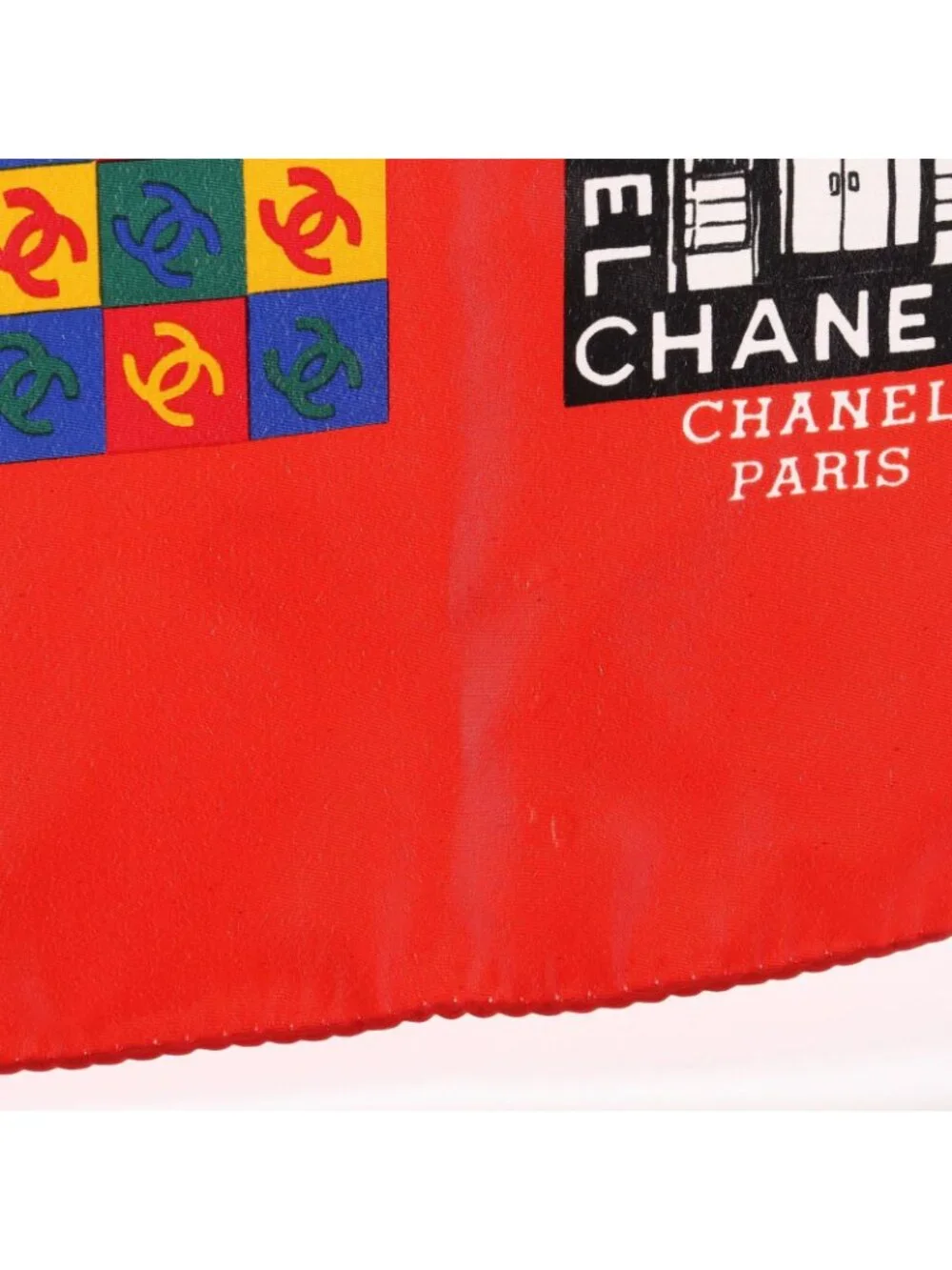 Chanel Scarf CC Logo Red Silk